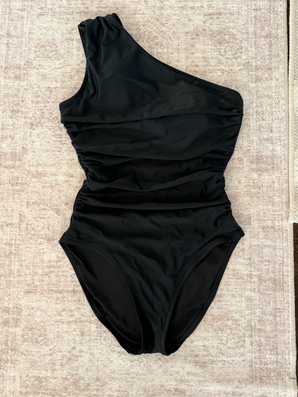 J Crew One-Shoulder Black Ruched Swimsuit - Picture 3 of 5